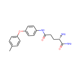 Cc1ccc(Oc2ccc(NC(=O)CC[C@H](N)C(N)=O)cc2)cc1 ZINC000040918404