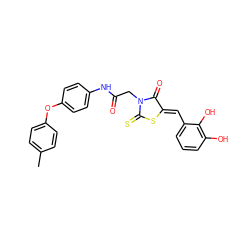 Cc1ccc(Oc2ccc(NC(=O)CN3C(=O)/C(=C/c4cccc(O)c4O)SC3=S)cc2)cc1 ZINC000299834682