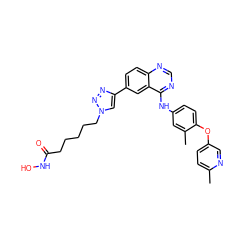 Cc1ccc(Oc2ccc(Nc3ncnc4ccc(-c5cn(CCCCCC(=O)NO)nn5)cc34)cc2C)cn1 ZINC001772581851