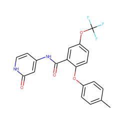 Cc1ccc(Oc2ccc(OC(F)(F)F)cc2C(=O)Nc2cc[nH]c(=O)c2)cc1 ZINC000143206206