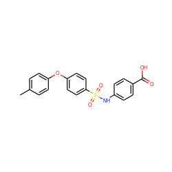 Cc1ccc(Oc2ccc(S(=O)(=O)Nc3ccc(C(=O)O)cc3)cc2)cc1 ZINC000006623420