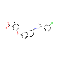 Cc1ccc(Oc2ccc3c(c2)C[C@@H](NC[C@H](O)c2cccc(Cl)c2)CC3)cc1C(=O)O ZINC000040848416