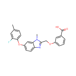 Cc1ccc(Oc2ccc3nc(COc4cccc(C(=O)O)c4)n(C)c3c2)c(F)c1 ZINC000204533249