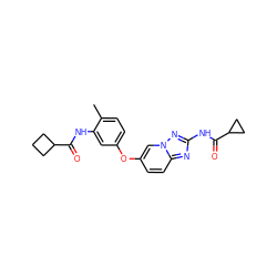 Cc1ccc(Oc2ccc3nc(NC(=O)C4CC4)nn3c2)cc1NC(=O)C1CCC1 ZINC000096916334