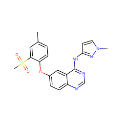 Cc1ccc(Oc2ccc3ncnc(Nc4ccn(C)n4)c3c2)c(S(C)(=O)=O)c1 ZINC000045261924