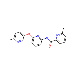 Cc1ccc(Oc2cccc(NC(=O)c3cccc(C)n3)n2)cn1 ZINC000096175638