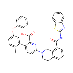 Cc1ccc(Oc2ccccc2)cc1-c1ccc(N2CCc3cccc(C(=O)Nc4nc5ccccc5s4)c3C2)nc1C(=O)O ZINC000144487218