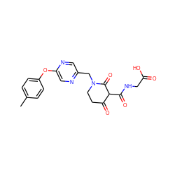 Cc1ccc(Oc2cnc(CN3CCC(=O)C(C(=O)NCC(=O)O)C3=O)cn2)cc1 ZINC000208103242