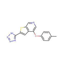 Cc1ccc(Oc2cncc3sc(-c4nnn[nH]4)cc23)cc1 ZINC000040424234