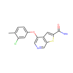 Cc1ccc(Oc2cncc3sc(C(N)=O)cc23)cc1Cl ZINC000013864388