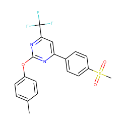 Cc1ccc(Oc2nc(-c3ccc(S(C)(=O)=O)cc3)cc(C(F)(F)F)n2)cc1 ZINC000001489236