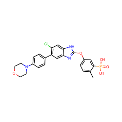 Cc1ccc(Oc2nc3cc(-c4ccc(N5CCOCC5)cc4)c(Cl)cc3[nH]2)cc1P(=O)(O)O ZINC000068203302