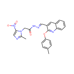 Cc1ccc(Oc2nc3ccccc3cc2/C=N/NC(=O)Cn2c([N+](=O)[O-])cnc2C)cc1 ZINC000169311898