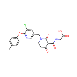 Cc1ccc(Oc2ncc(CN3CCC(=O)C(C(=O)NCC(=O)O)C3=O)cc2Cl)cc1 ZINC000208103366