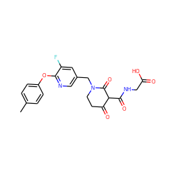 Cc1ccc(Oc2ncc(CN3CCC(=O)C(C(=O)NCC(=O)O)C3=O)cc2F)cc1 ZINC000208103424