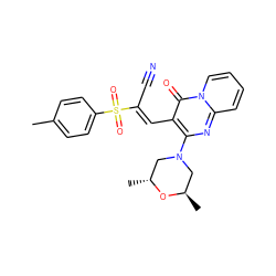 Cc1ccc(S(=O)(=O)/C(C#N)=C/c2c(N3C[C@@H](C)O[C@H](C)C3)nc3ccccn3c2=O)cc1 ZINC000006060098