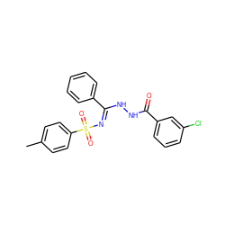 Cc1ccc(S(=O)(=O)/N=C(/NNC(=O)c2cccc(Cl)c2)c2ccccc2)cc1 ZINC000015777269