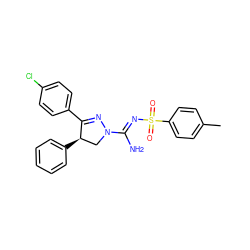 Cc1ccc(S(=O)(=O)/N=C(\N)N2C[C@@H](c3ccccc3)C(c3ccc(Cl)cc3)=N2)cc1 ZINC000013559229