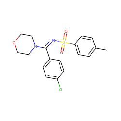 Cc1ccc(S(=O)(=O)/N=C(\c2ccc(Cl)cc2)N2CCOCC2)cc1 ZINC000017885384