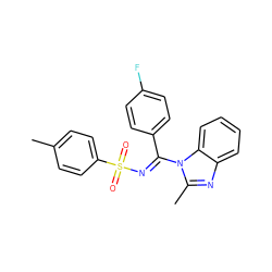 Cc1ccc(S(=O)(=O)/N=C(\c2ccc(F)cc2)n2c(C)nc3ccccc32)cc1 ZINC000100769491