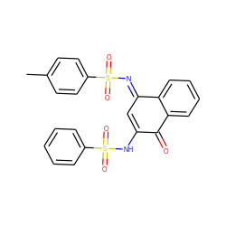 Cc1ccc(S(=O)(=O)/N=C2\C=C(NS(=O)(=O)c3ccccc3)C(=O)c3ccccc32)cc1 ZINC000008974116