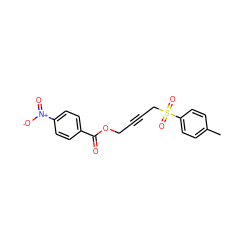 Cc1ccc(S(=O)(=O)CC#CCOC(=O)c2ccc([N+](=O)[O-])cc2)cc1 ZINC000002891850