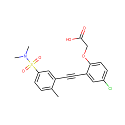 Cc1ccc(S(=O)(=O)N(C)C)cc1C#Cc1cc(Cl)ccc1OCC(=O)O ZINC000073169541