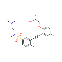 Cc1ccc(S(=O)(=O)N(C)CCN(C)C)cc1C#Cc1cc(Cl)ccc1OCC(=O)O ZINC000073162757