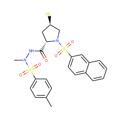 Cc1ccc(S(=O)(=O)N(C)NC(=O)[C@@H]2C[C@@H](S)CN2S(=O)(=O)c2ccc3ccccc3c2)cc1 ZINC000003944147