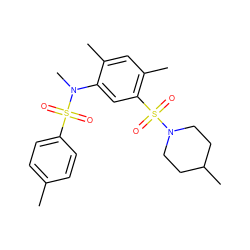 Cc1ccc(S(=O)(=O)N(C)c2cc(S(=O)(=O)N3CCC(C)CC3)c(C)cc2C)cc1 ZINC000008687544