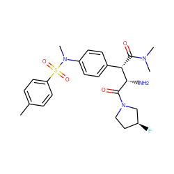 Cc1ccc(S(=O)(=O)N(C)c2ccc([C@H](C(=O)N(C)C)[C@H](N)C(=O)N3CC[C@H](F)C3)cc2)cc1 ZINC000014963911