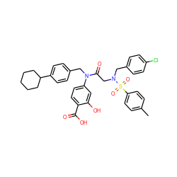 Cc1ccc(S(=O)(=O)N(CC(=O)N(Cc2ccc(C3CCCCC3)cc2)c2ccc(C(=O)O)c(O)c2)Cc2ccc(Cl)cc2)cc1 ZINC000096284674