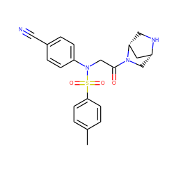 Cc1ccc(S(=O)(=O)N(CC(=O)N2C[C@@H]3C[C@H]2CN3)c2ccc(C#N)cc2)cc1 ZINC001772625555