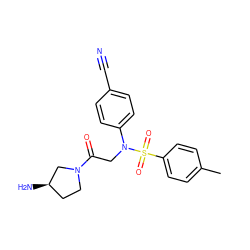 Cc1ccc(S(=O)(=O)N(CC(=O)N2CC[C@@H](N)C2)c2ccc(C#N)cc2)cc1 ZINC001772618587