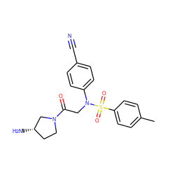 Cc1ccc(S(=O)(=O)N(CC(=O)N2CC[C@H](N)C2)c2ccc(C#N)cc2)cc1 ZINC001772654947