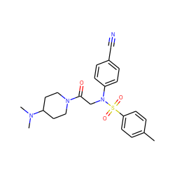 Cc1ccc(S(=O)(=O)N(CC(=O)N2CCC(N(C)C)CC2)c2ccc(C#N)cc2)cc1 ZINC001772602463