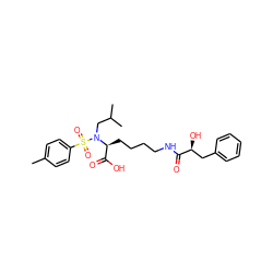 Cc1ccc(S(=O)(=O)N(CC(C)C)[C@@H](CCCCNC(=O)[C@@H](O)Cc2ccccc2)C(=O)O)cc1 ZINC000013587692