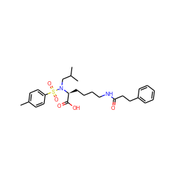 Cc1ccc(S(=O)(=O)N(CC(C)C)[C@@H](CCCCNC(=O)CCc2ccccc2)C(=O)O)cc1 ZINC000003964602