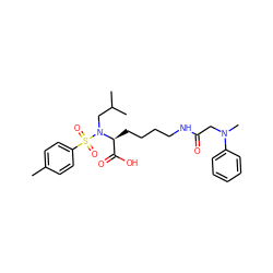 Cc1ccc(S(=O)(=O)N(CC(C)C)[C@@H](CCCCNC(=O)CN(C)c2ccccc2)C(=O)O)cc1 ZINC000013587697