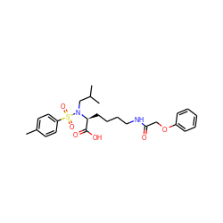 Cc1ccc(S(=O)(=O)N(CC(C)C)[C@@H](CCCCNC(=O)COc2ccccc2)C(=O)O)cc1 ZINC000013587691