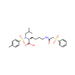 Cc1ccc(S(=O)(=O)N(CC(C)C)[C@@H](CCCCNC(=O)CS(=O)(=O)c2ccccc2)C(=O)O)cc1 ZINC000014946715