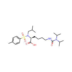 Cc1ccc(S(=O)(=O)N(CC(C)C)[C@@H](CCCCNC(=O)N(C(C)C)C(C)C)C(=O)O)cc1 ZINC000014946743