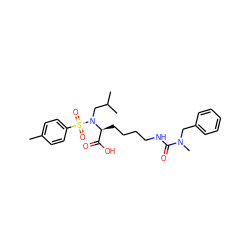 Cc1ccc(S(=O)(=O)N(CC(C)C)[C@@H](CCCCNC(=O)N(C)Cc2ccccc2)C(=O)O)cc1 ZINC000013587698