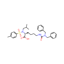 Cc1ccc(S(=O)(=O)N(CC(C)C)[C@@H](CCCCNC(=O)N(Cc2ccccc2)Cc2ccccc2)C(=O)O)cc1 ZINC000014946717