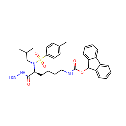 Cc1ccc(S(=O)(=O)N(CC(C)C)[C@@H](CCCCNC(=O)OC2c3ccccc3-c3ccccc32)C(=O)NN)cc1 ZINC000028130729