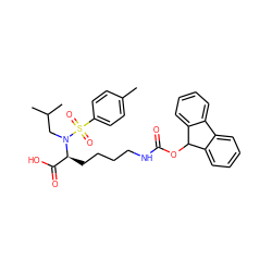 Cc1ccc(S(=O)(=O)N(CC(C)C)[C@@H](CCCCNC(=O)OC2c3ccccc3-c3ccccc32)C(=O)O)cc1 ZINC000028130023