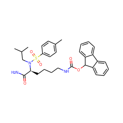 Cc1ccc(S(=O)(=O)N(CC(C)C)[C@@H](CCCCNC(=O)OC2c3ccccc3-c3ccccc32)C(N)=O)cc1 ZINC000028134954