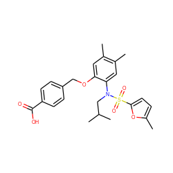 Cc1ccc(S(=O)(=O)N(CC(C)C)c2cc(C)c(C)cc2OCc2ccc(C(=O)O)cc2)o1 ZINC000001491634