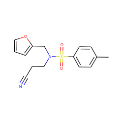 Cc1ccc(S(=O)(=O)N(CCC#N)Cc2ccco2)cc1 ZINC000003046261