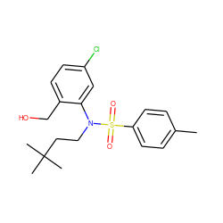 Cc1ccc(S(=O)(=O)N(CCC(C)(C)C)c2cc(Cl)ccc2CO)cc1 ZINC000028823146